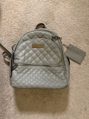 Steve Madden Quilted Gray Silver Small Backpack